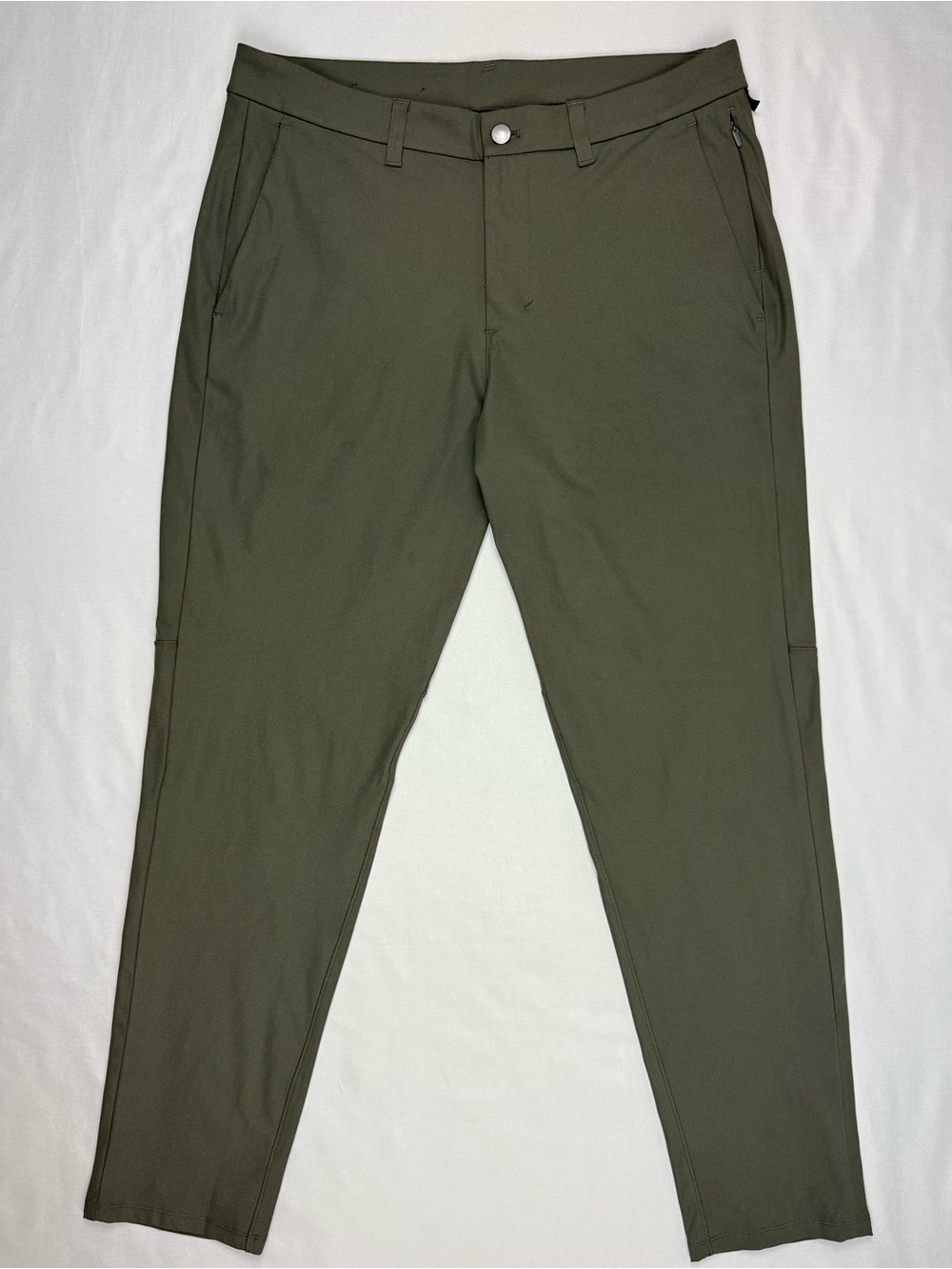 Lululemon Mens ABC Slim Fit Trouser Pants 34 x 31 Olive Green Warpstreme B8